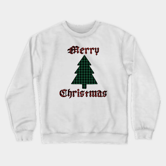 Merry Christmas Tree Plaid (Large Design) Crewneck Sweatshirt by Aeriskate